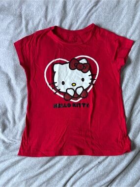 Hello Kitty Red Girls Short Sleeve Tee with White Graphic